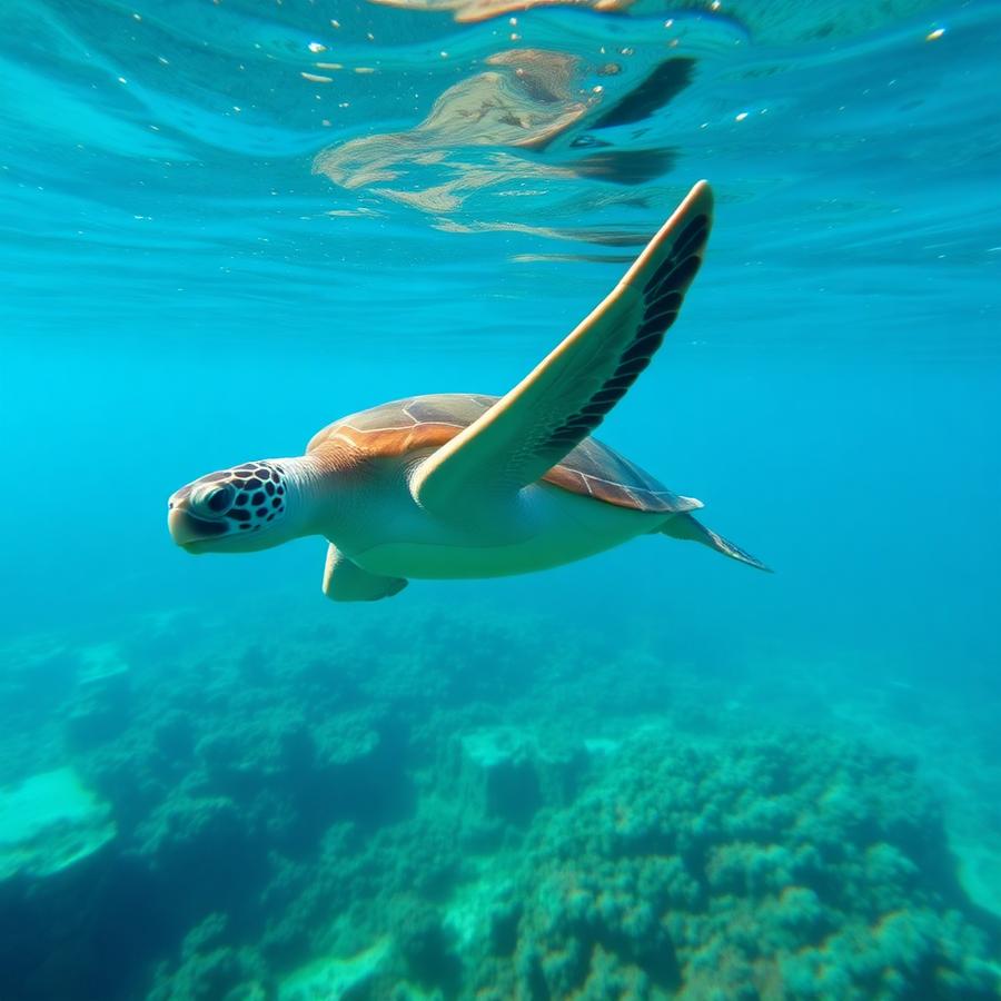 Placeholder — Green sea turtle gliding over a Hawaiian reef