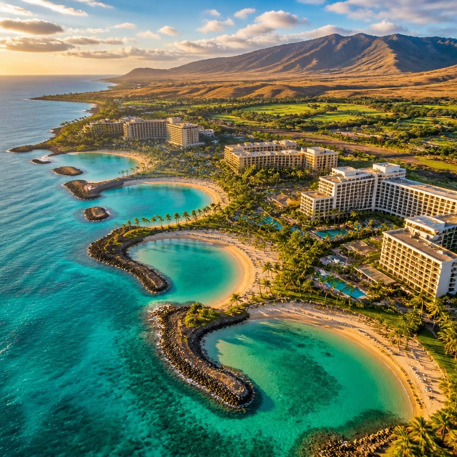 Placeholder — aerial view of the Ko Olina coastline and turquoise lagoons